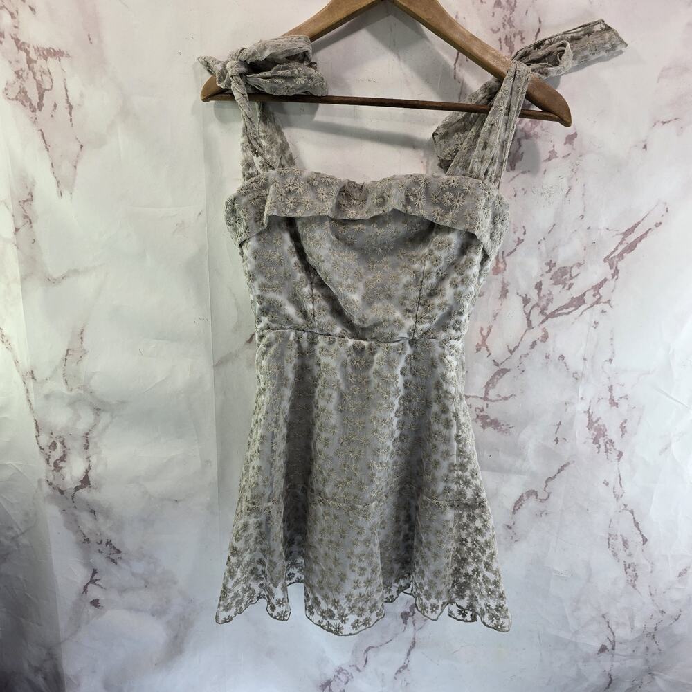 Lucy In The Sky Dress Womens Small Gray Princess Tank Tie Shoulder Corset